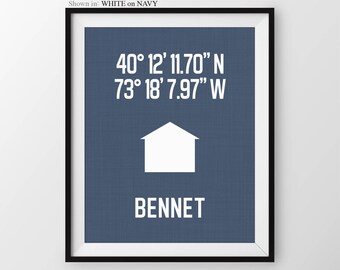 Housewarming Gift, Latitude Longitude Coordinates Print, Custom Latitude Longitude Print, Couples Gift, Custom Housewarming Decor, Lat/Long