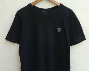 ROCKY ON SALE Vintage 90s Mcm Legere Small Monogram Chest Black T-Shirt RockStar Style