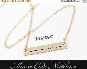 ON SALE Morse Code Necklace / Morse Code Bar Necklace / Secret Mesage Necklace / Morse Code Jewelry / Gold Filled , Sterling Silver, Rose Go
