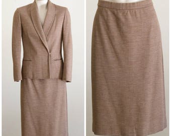Tan tweed skirt suit from Butte Knit