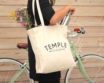 Temple Cycles Tote Bag - Heavy duty canvas shopper