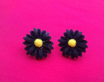 Large Black Flower Stud Earrings, Statement Jewellery, Alternative Fashion Jewelry, Black Flowers, Ladies Gift, Birthday Fashion, Chic Stud