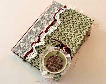 Green and Cream Junk Journal Vintage, Altered Book, handmade journal, gift for her, junk journal , diary journal, altered readers digest