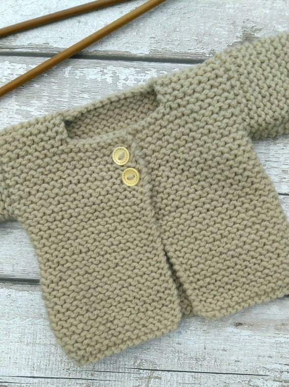 New Born Baby Knitted Jacket CardiganSand shade yarn with