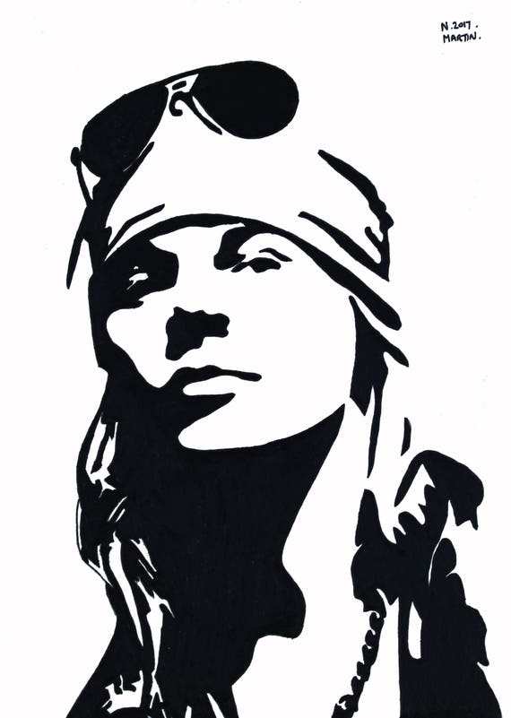 Axl Rose hand-drawn drawing / painting