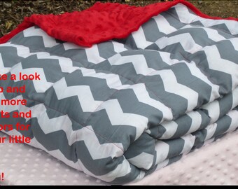 Weighted Blanket Adult (40" x 82") Teen (40"x63") Small (37"x52") Cuddly, Soft Relaxing ADHD, Calming, Anxiety, Restless legs - Gray chevron