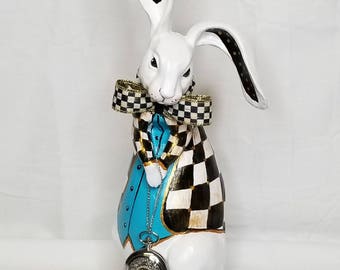 black and white rabbit figurine