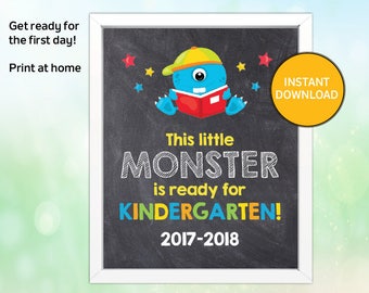 1st Day of Kindergarten Sign, Instant Download!, First Day of Kindergarten Chalkboard Sign, Boy's First Day Photo, Starting Kindergarten
