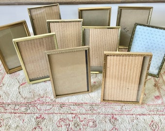 10 Brass Frames Gold Picture Frames 5x7 Frames Wedding Frames Metal Frames Table Number Holders Menu Holder Vintage Frames Old Frames