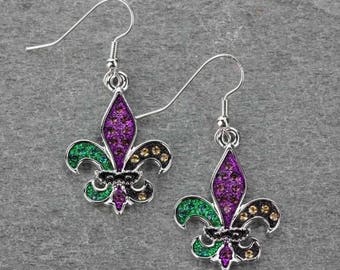 mardi gras pom pom earrings