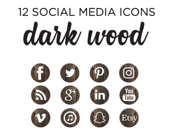 Social Media Icons, wood icon, Bohemian Icons, Woodland Icons, Simple Icons, Branding icons