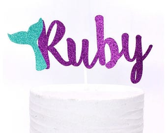 ON SALE Mermaid Cake Topper, Custom Mermaid Cake Topper, Under The Sea Party Decor, Mermaid Party Decorations, Mermaid Tail Cake Topper