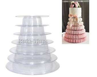6 Tier Macaron Tower with Cake Plate Topper