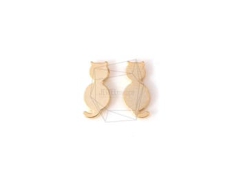 PDT-879-MG/2Pcs-Cat Pendant/ 6mmx12mm /Matte Gold Plated over brass