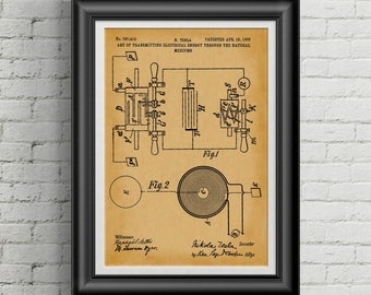 Tesla Patent Prints Nikola Tesla Engineering Invention