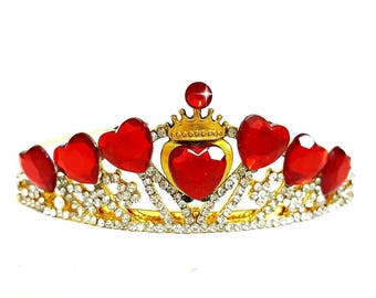 SALE !!!! Red Heart Crown Evie Descendants 2 Crown, Disney Descendants 2 Tiara ,Evie costume,Evie Gold Tiara Red Heart Crown Descendants