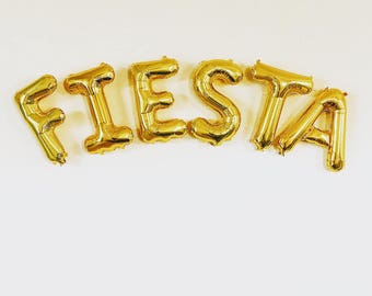 Fiesta Gold Letter Balloons~Final Fiesta Party ~ Taco Party ~ Fiesta Banner ~ Bridal Shower~Engagement Party~ Birthday~16 inch Air Fill Only