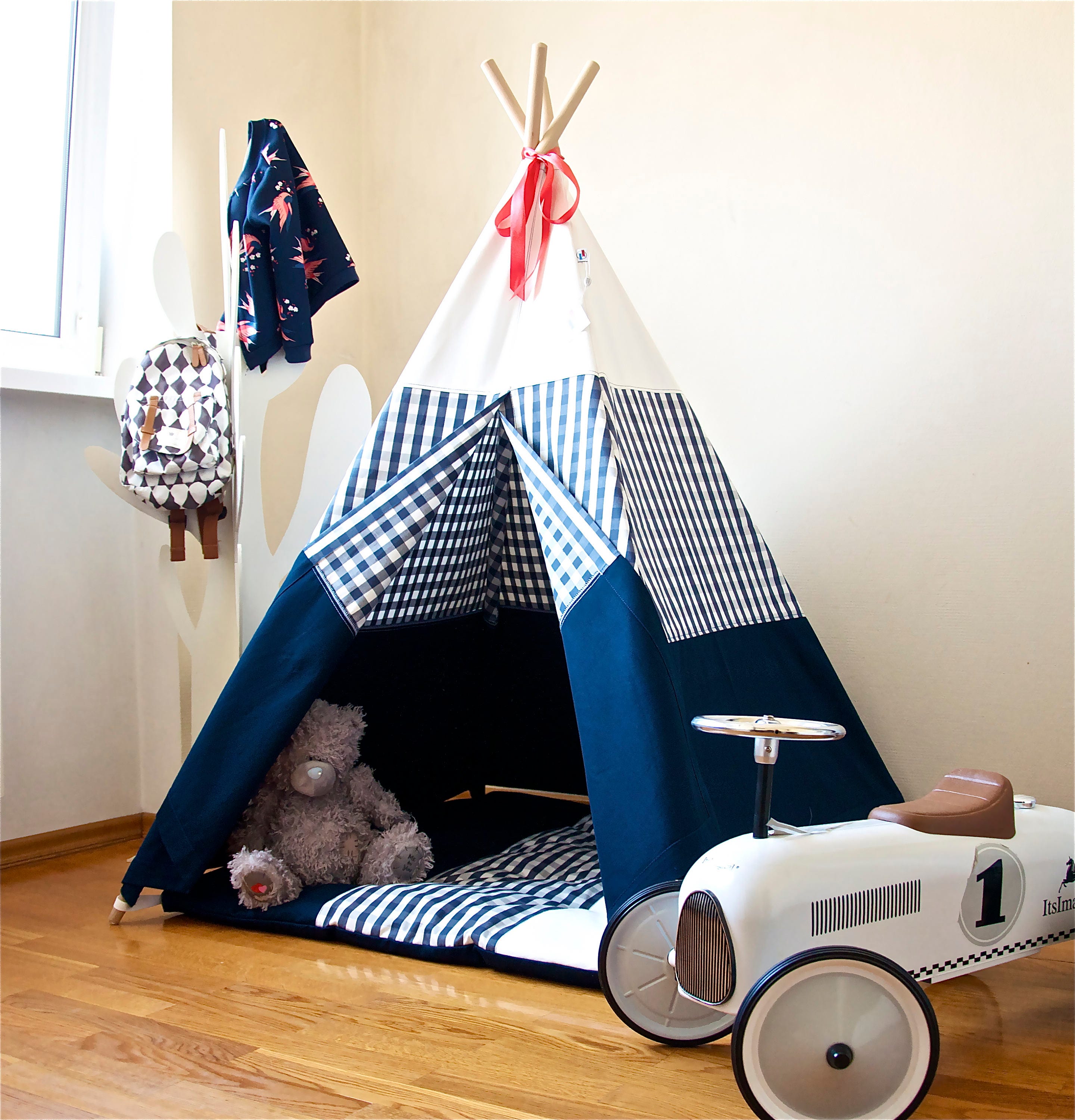 Design Childrens Teepee navy blue teepee childrens kids play tent details this canvas teepee