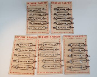French 1920's Vintage Metal Friseur Parfait Hair Curlers Flapper Waves Hair Collecatble Display Pin Up Burlesque