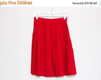 25% OFF VTG 80s Red Wool Pleated High Waist Skirt S