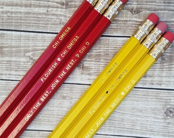 CHI OMEGA Sayings 3 or 6 Pack Pencil Set