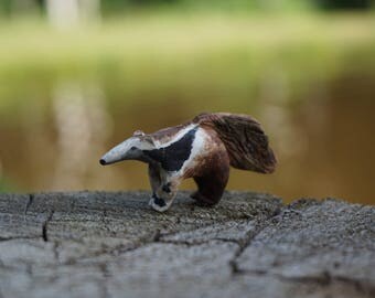 Miniature giant anteater, giant anteater figurine, clay anteater, clay animal