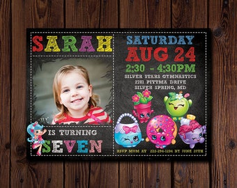 Shopkins Invitation, Shopkins Invite, Shopkins Birthday, Shopkins Party, Personalized, Printable, Digital file, Thank you card free