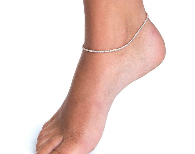 Dainty CZ Beatrice Anklet - Gold Anklet - Sterling Silver Anklet - Festival Fashion - Ankle Bracelet - Diamond Anklet - Bohemian Jewelry