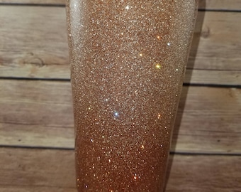 Rose gold glitter ombre yeti / glitter dipped tumbler / RTIC / ozark / yeti decal / rose gold yeti