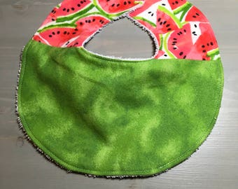 Baby Bib - Watermelon - Flannel/Terry Cloth