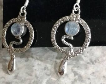 Moonstone Snake Earrings