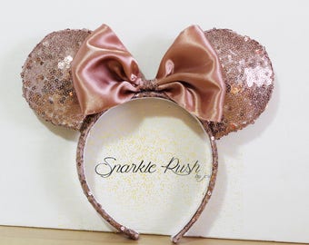 Rose Gold Inspired Mickey Ears/MinnieEars/Bow/Ears/Rose Gold/Mickey/Minnie