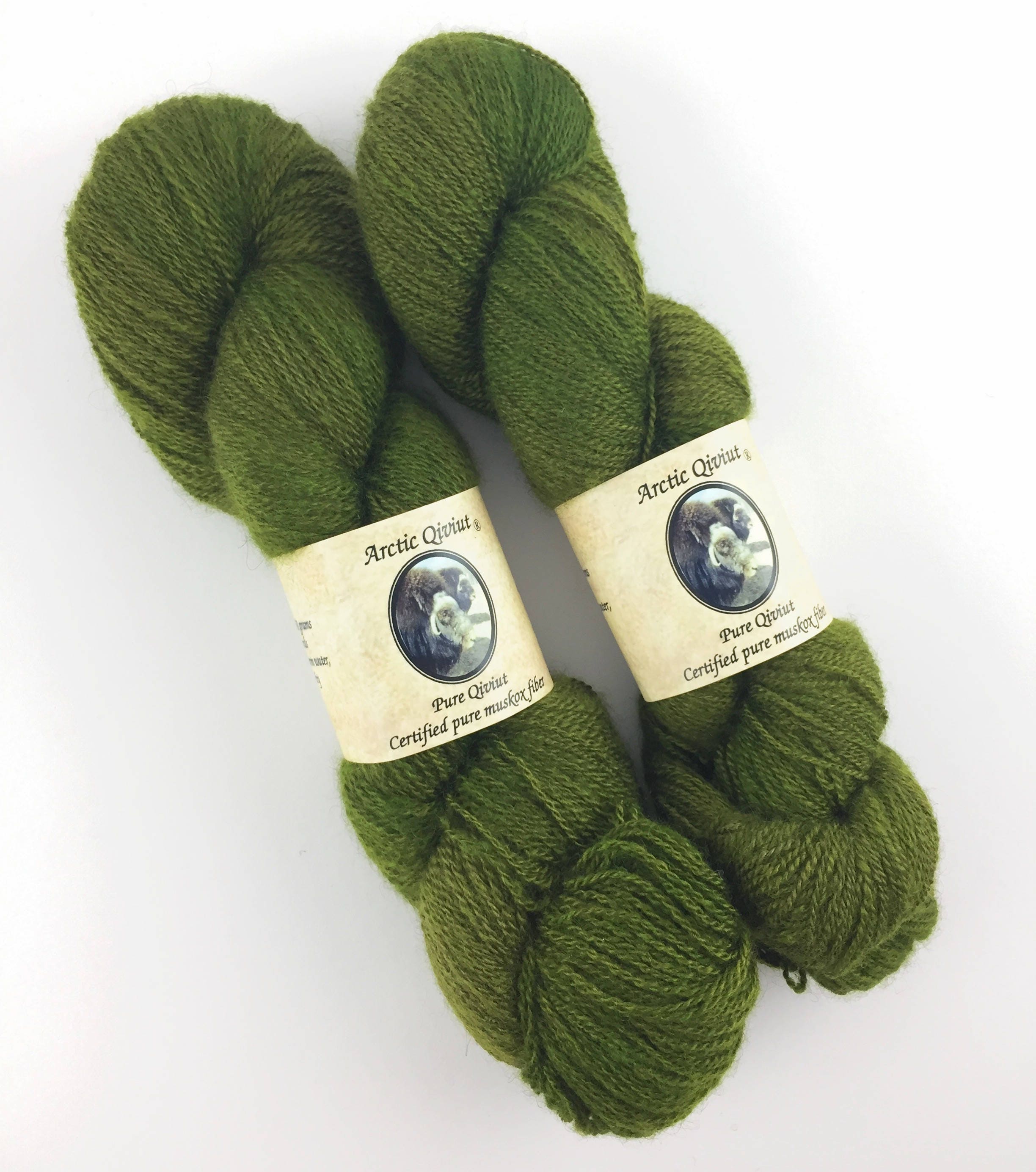 Qiviut Yarn 100 Pure Mossy Green 2Ply 2oz Skeins Lace Weight