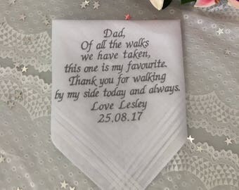 Father of the Bride handkerchief wedding gift keepsake poem hanky personalised