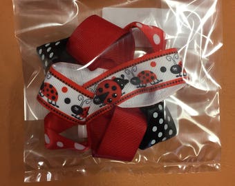 Lady bug hair bow/headband/hair clip/pony holder/handmade/customize