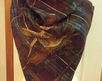 XLarge Polo Ralph Lauren Pheasant Silk Scarf, Signed Designer, Fall/Winter Scarf, Shawl/XLarge Scarf, Retro Fashion, Polo, Ralph Lauren