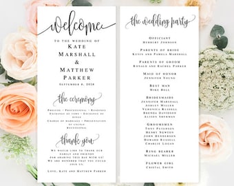 Wedding program template download Elegant wedding programs Editable template wedding Simple wedding programs DIY wedding program download