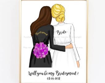Bridesmaid Proposal, Ask bridesmaids, gift for bride, gift for maid of honor, will you be my bridesmaid, bridesmaid cards, matron of honor