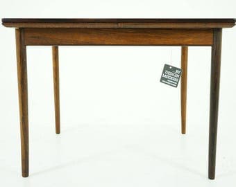 308-133 Danish Mid Century Modern Rosewood Square Dining Table Pullout Leaves