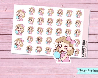 33 MIMI-CHAN Glam up / Eyeliner planner stickers for Planners Kikkik Filofax Happy Planners Scrapbook, Erin Condren