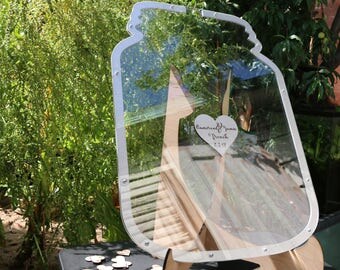 Mason Jar Wedding Guest Book Alternative Drop Top box Hearts Guestbook Reception Custom Personalized Memory Easel Engraving Handmade