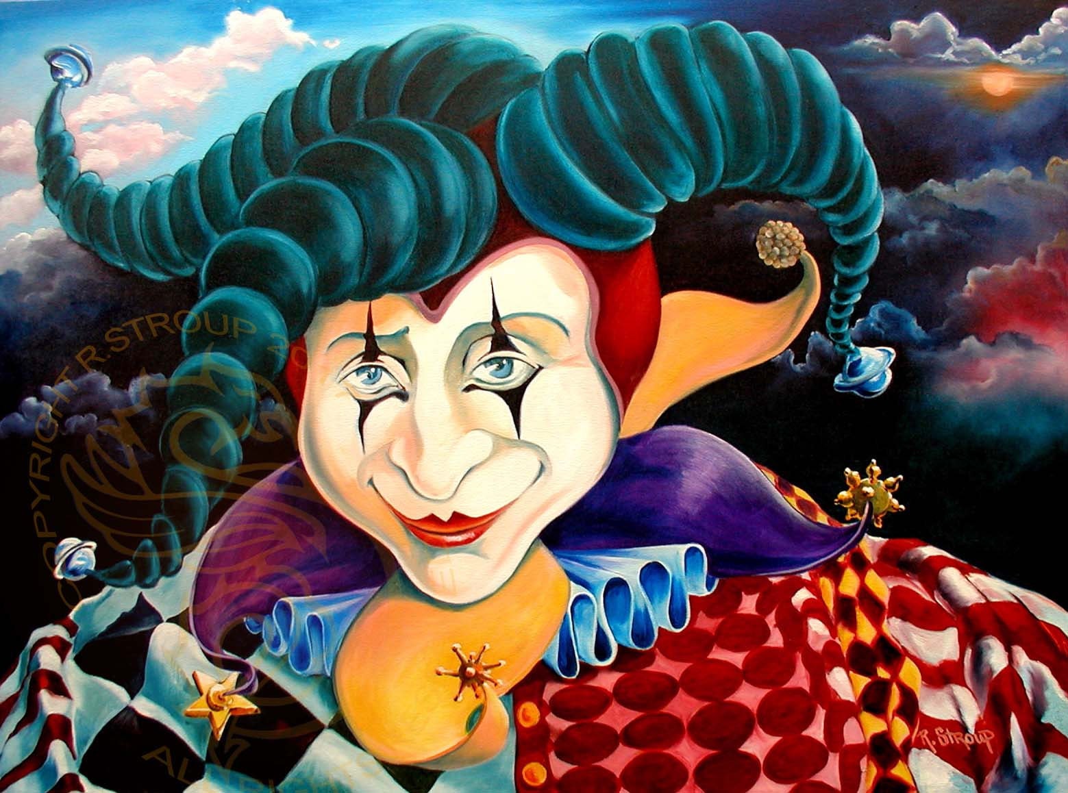 Jester print Harlequin print News Orleans art Art print