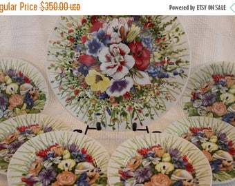 SALE Vintage Taitu I Fiori Dessert Service Set for 6 - 1989 by Emilio Bergamin of Italy