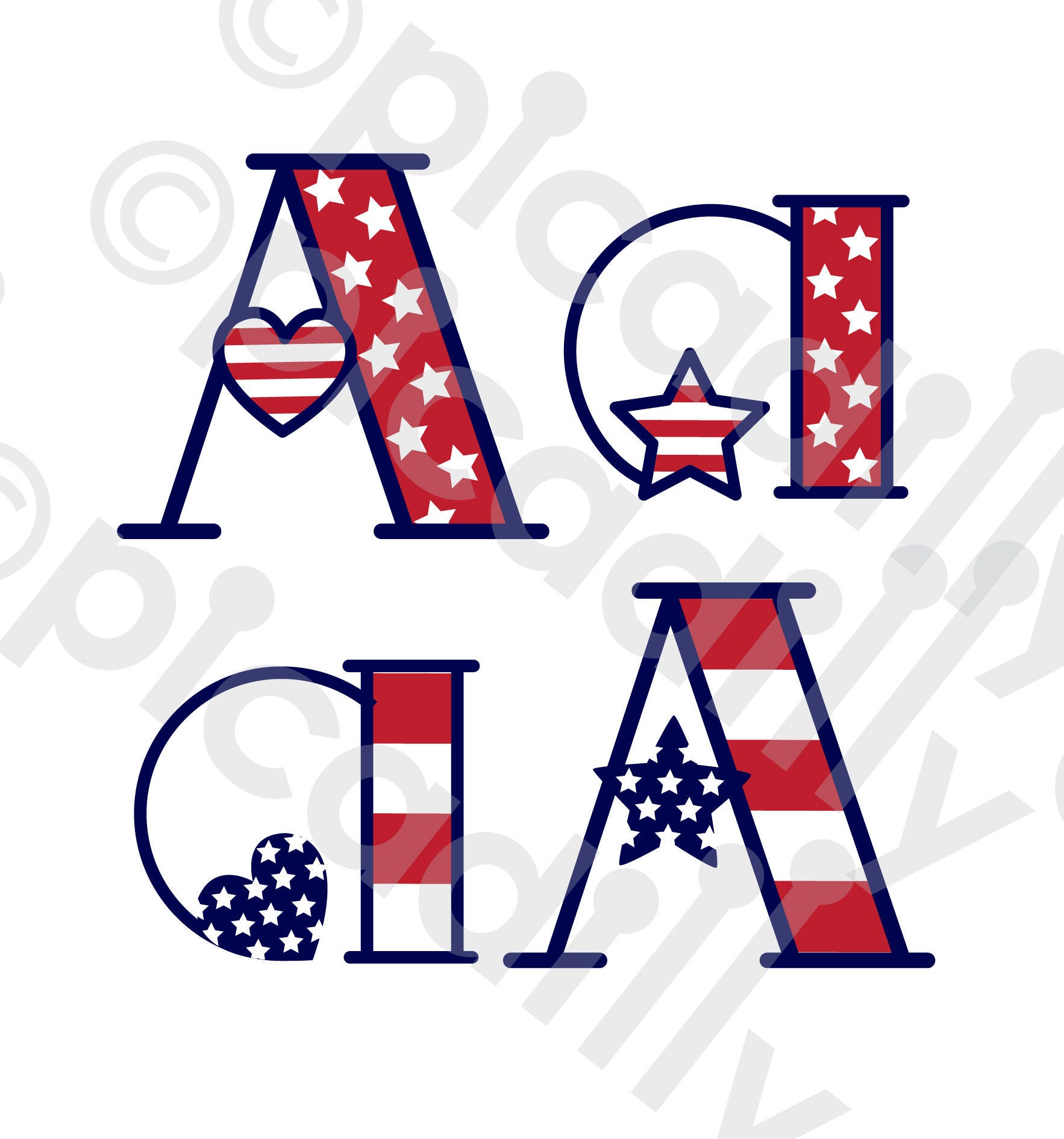Download July 4th SVG Monogram 4th of July PNG Monogram A Cut File