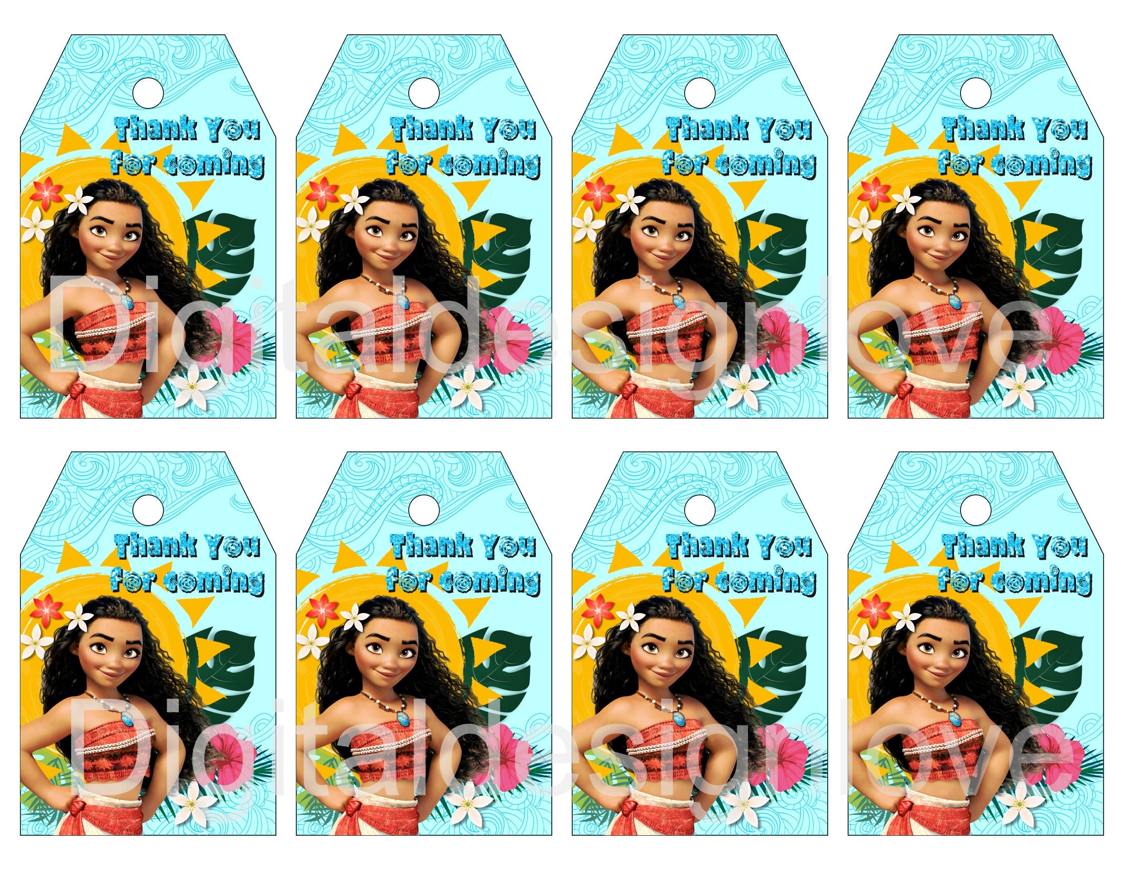 Moana Tags Moana Thanks Tags Moana Printable Thank You Tags Moana Party ...