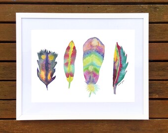 Watercolour Feathers Art Print