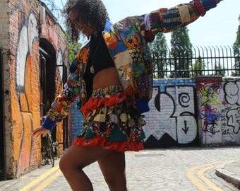 African Bomber Jacket - Patchwork Jacket - Festival Jacket - Wax Print - African Clothing - Festival Clothing - Festival Jacket - Dashiki