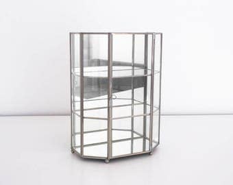 vintage 1980s mini vitrine cabinet, miniature cupboard, mirror glass, display piece, home decoration, eighties, deco, showcase, presentation