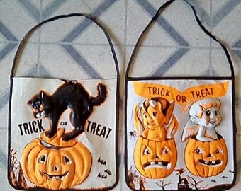 1960s Vacuu-Form Trick or Treat Bag set of 2