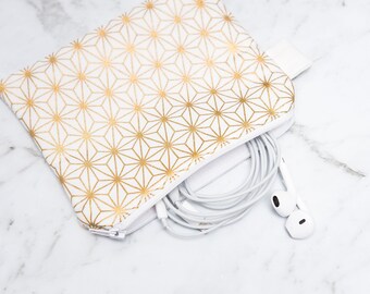 Metallic Gold Zipper Pouch - zippered pouch - purse - cosmetic bag - cosmetic pouch - coin purse - accessory bag